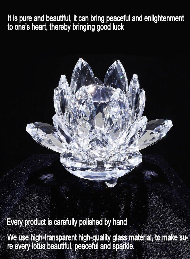 TENGFENG Sparkle Crystal Lotus Flower - 4'' Hue Reflection Clear Crystal Lotus for Feng Shui Home Decor Sun Catcher Ornaments or Paper Weight with Gift Box (100MM) Transparent - Image 2